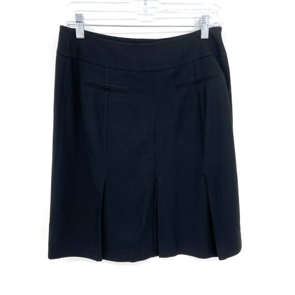 ANN TAYLOR LOFT Black Wool Blend Straight Pleated Back Skirt Size 2 - Picture 2 of 4